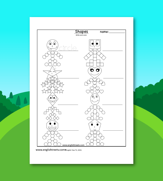Shapes Song 3 BnW Worksheet