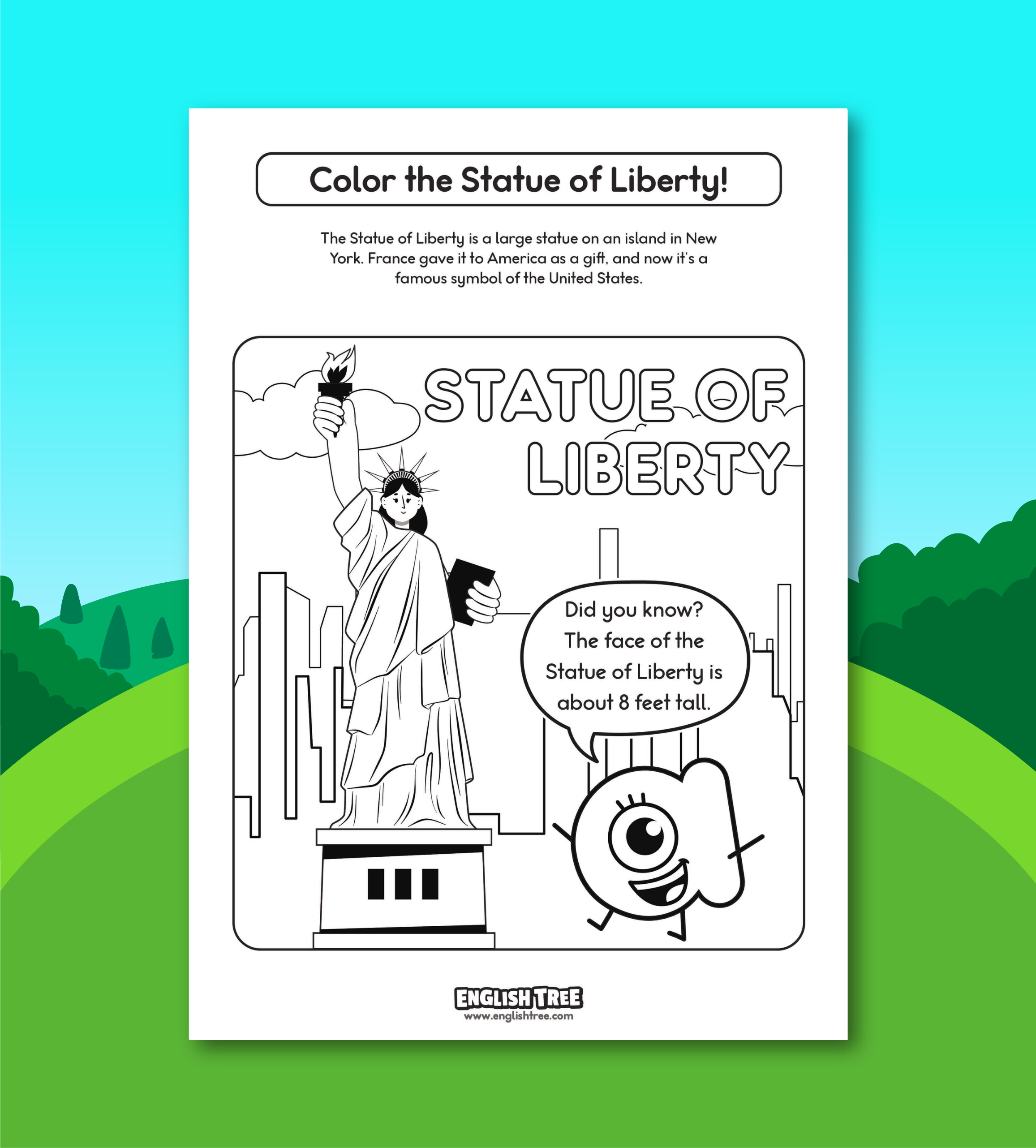 Independence Day – Color The Statue Of Liberty! - English Tree