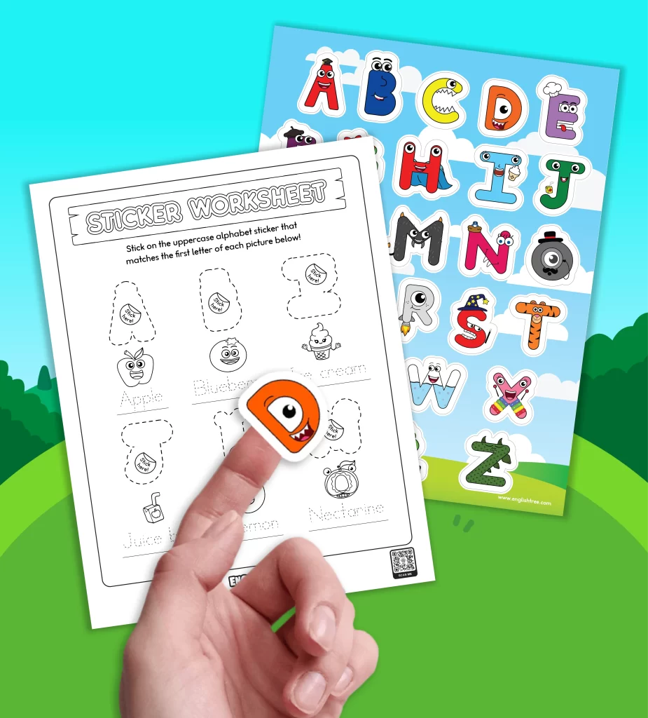 Alphabet Uppercase Sticker Worksheets